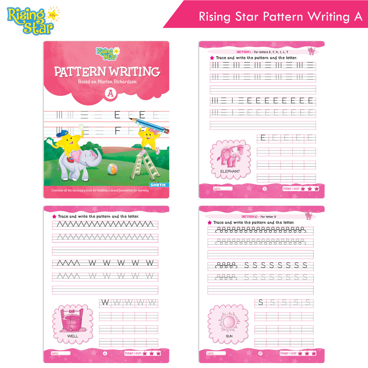 Rising Star Fun Learning Nursery Books Set of 6| Ages 4-5 Years| Alphabet, Cursive & Pattern Writing, Numbers, Colouring, Rhymes & Stories Book - Distacart