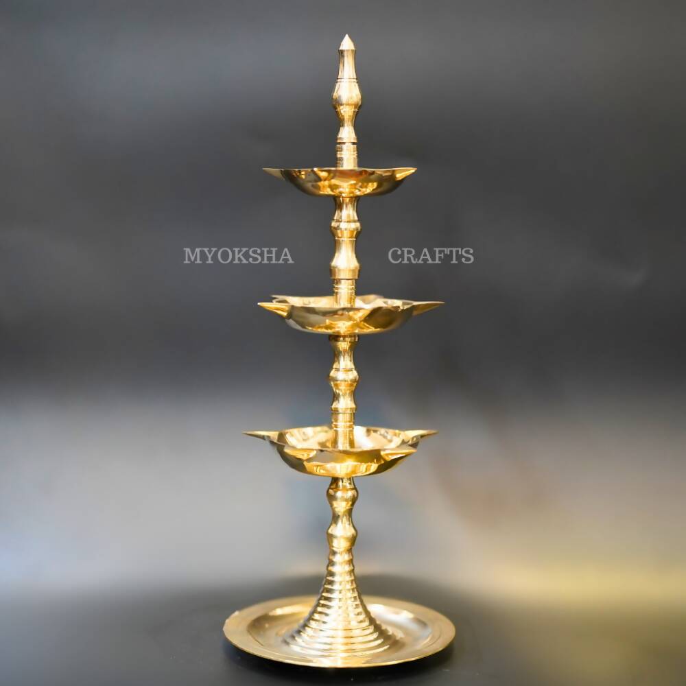 Brass Three-Step Diya - Distacart