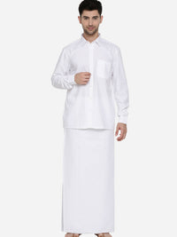 Thumbnail for Ramraj Cotton Mens Full Sleeve Formal Poly Cotton White Shirt - Distacart