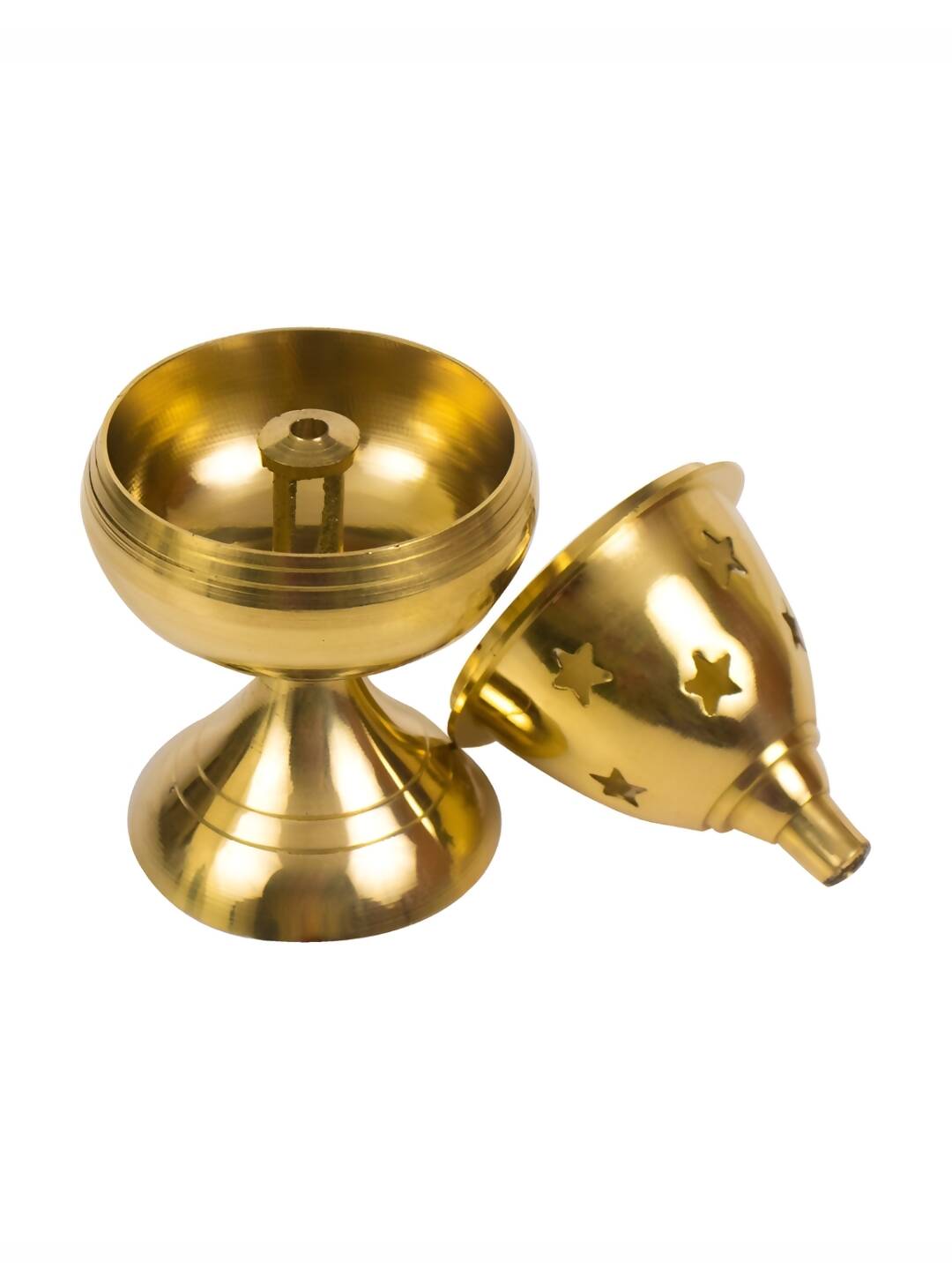 Spillbox Gold-Toned Brass Akhand Diya With Stand Pooja Essential - Distacart