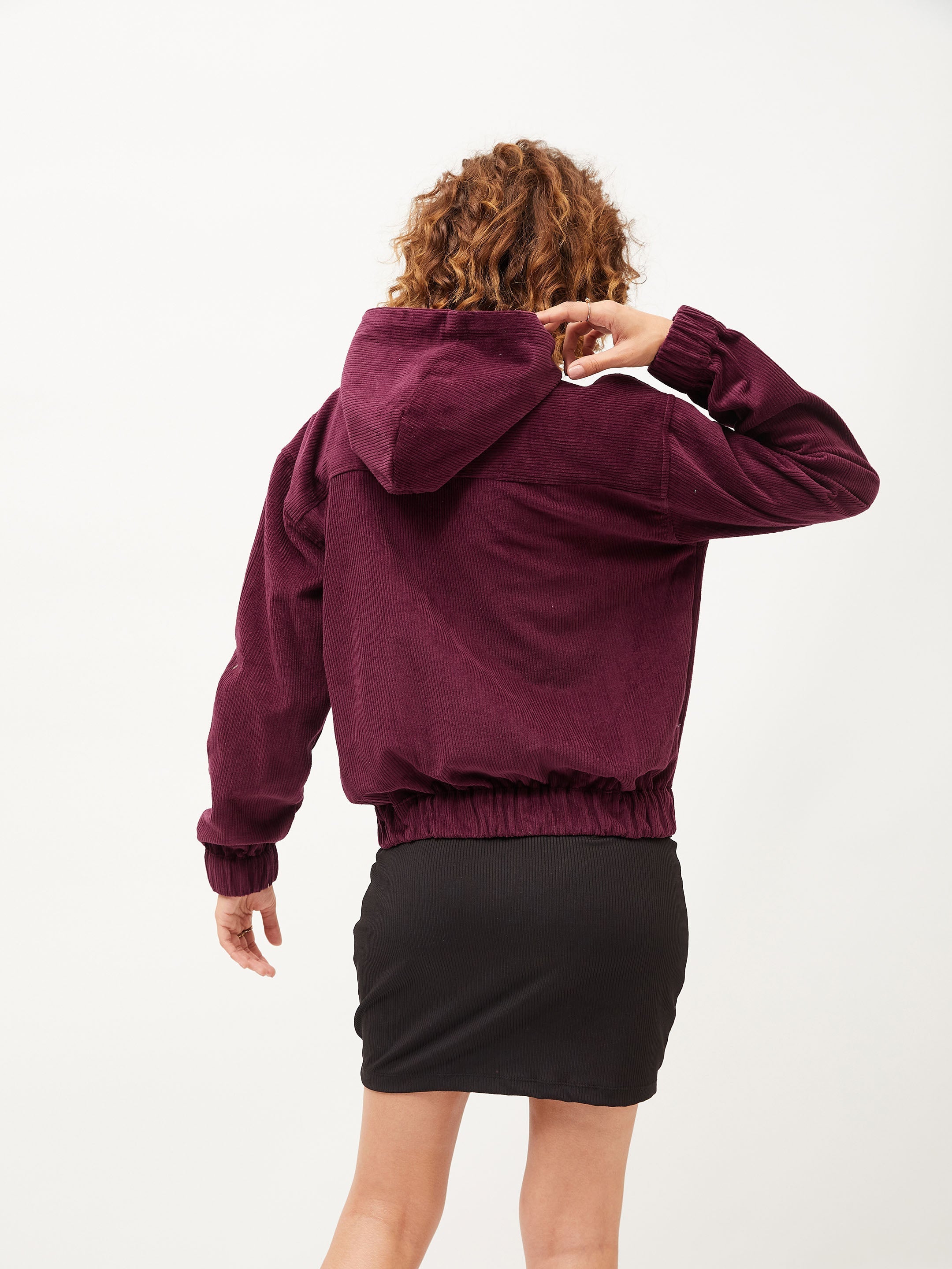 Buy Lyush Women Maroon Corduroy Varsity Jacket Online at Best