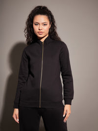 Thumbnail for Lyush Women Black Fleece Zipper Jacket - Distacart