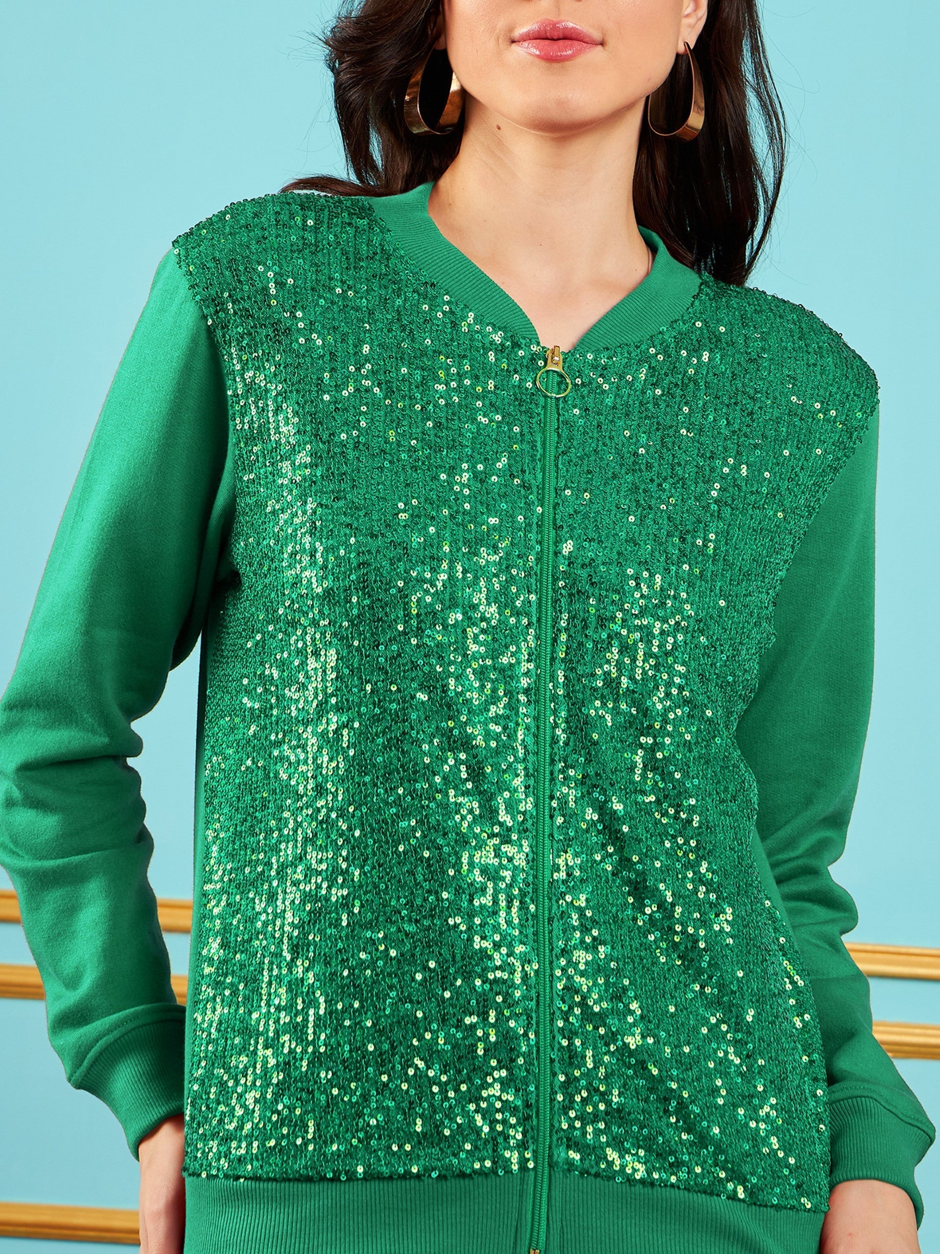 green sequin jacket womens