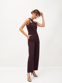 Thumbnail for Lyush Women Burgundy Diamante One Shoulder Jumpsuit - Distacart