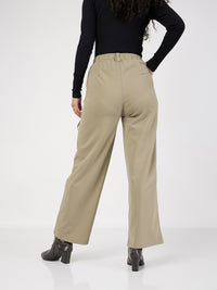 Thumbnail for Lyush Women Beige Cris Cross Pocket Detail Cargo Pants - Distacart