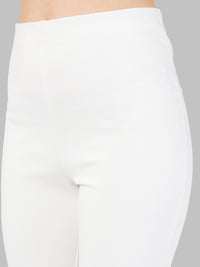 Thumbnail for Lyush Women White Bell Bottom 4-Way Stretch Pants - Distacart