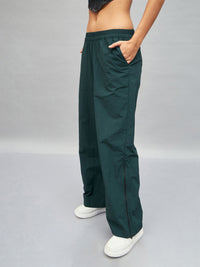 Thumbnail for Lyush Women Green Out Seam Zipper Parachute Pants - Distacart