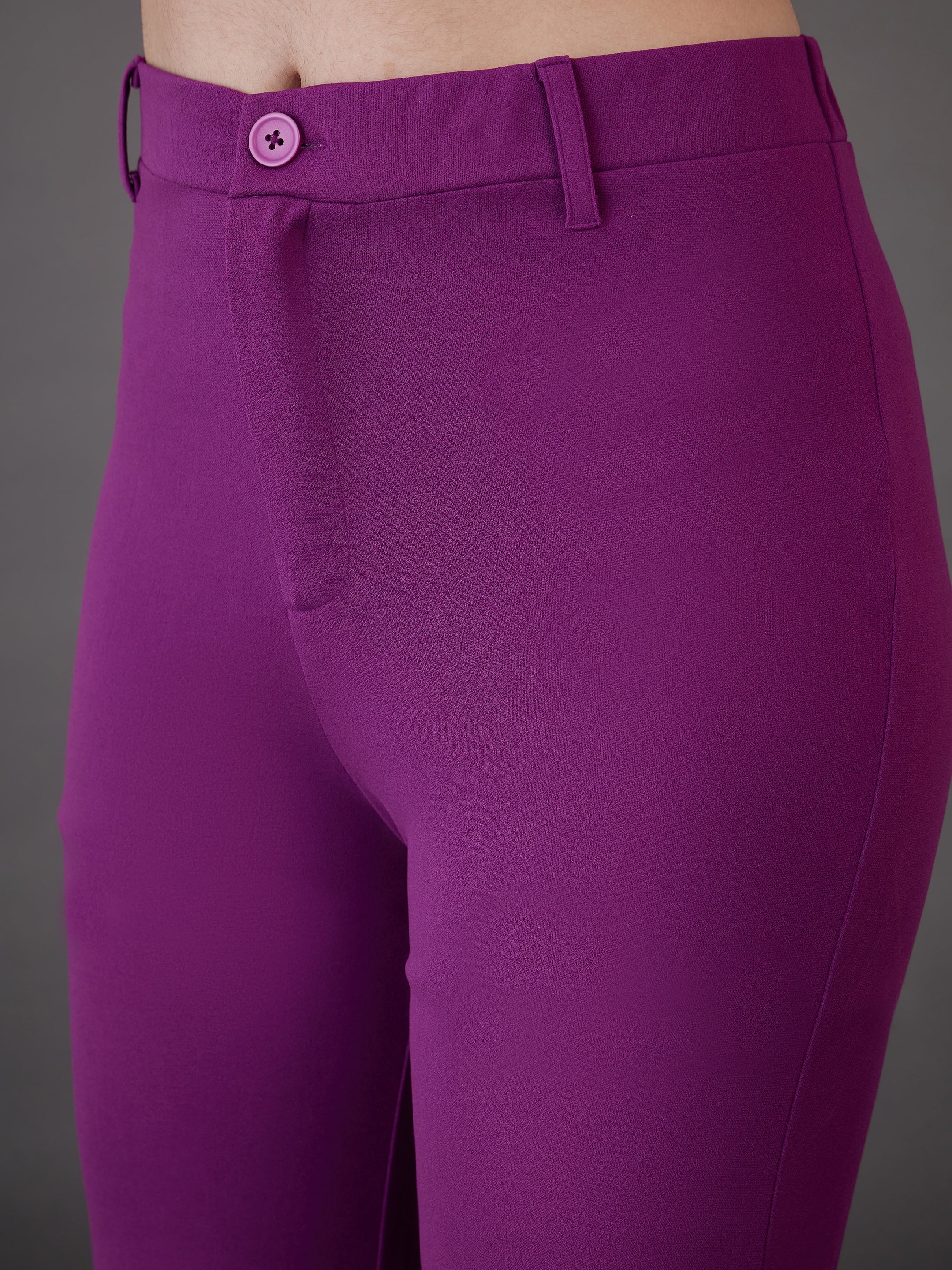 Buy Lyush Women Purple Wrap Asymmetric Top With Bell Bottom Pants