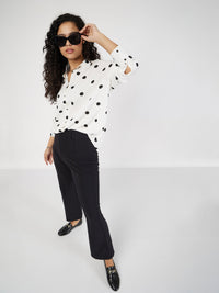 Thumbnail for Lyush Women White & Black Polka Dot Oversize Shirt - Distacart