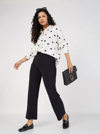 Thumbnail for Lyush Women White & Black Polka Dot Oversize Shirt - Distacart