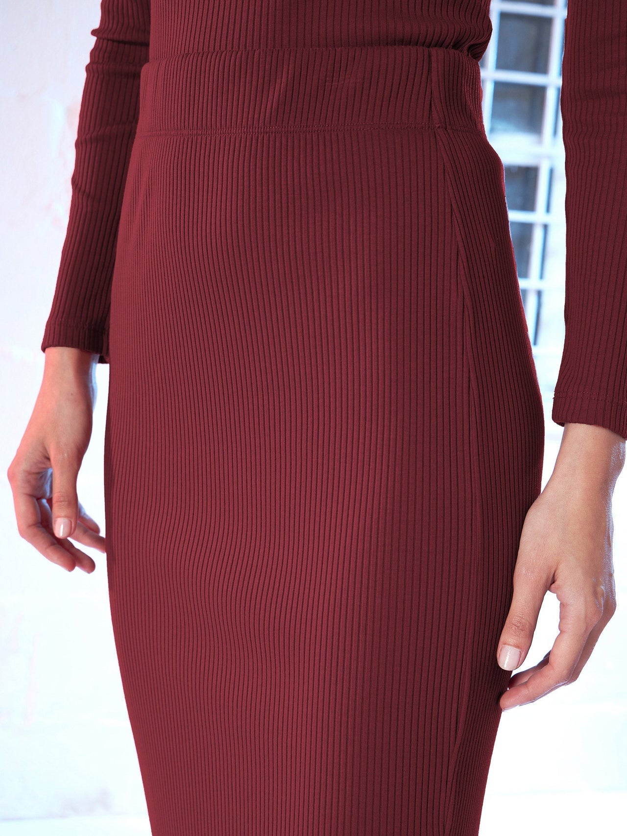 Lyush Women Maroon Side Slit Pencil Skirt - Distacart