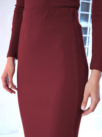 Thumbnail for Lyush Women Maroon Side Slit Pencil Skirt - Distacart