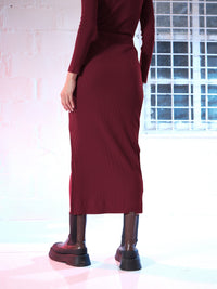 Thumbnail for Lyush Women Maroon Side Slit Pencil Skirt - Distacart