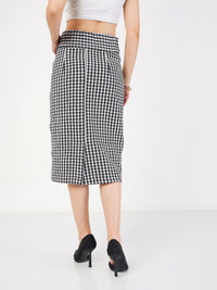 Thumbnail for Lyush Women Black Geometrical Jacquard Tweed Pencil Skirt - Distacart