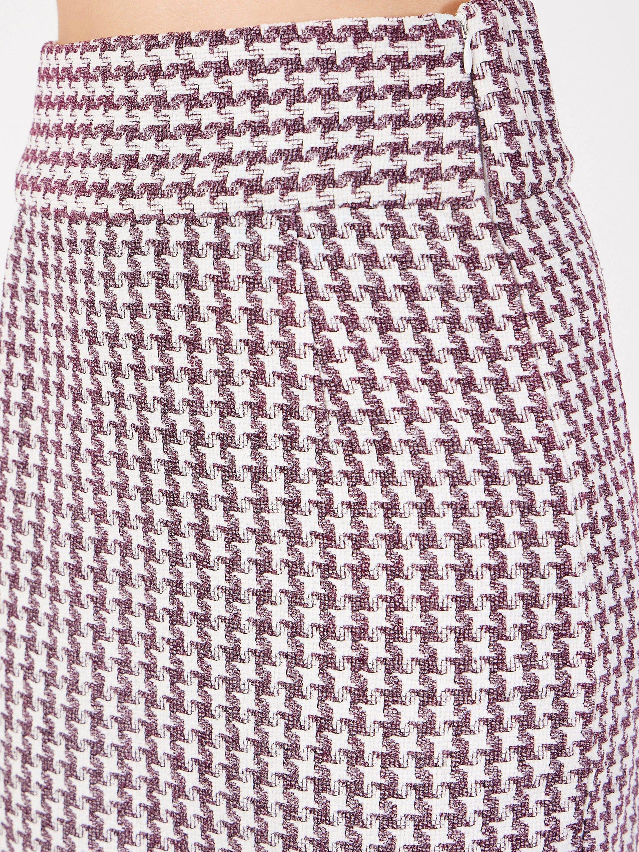 Lyush Women Burgundy Geometrical Jacquard Tweed Pencil Skirt - Distacart