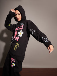Thumbnail for Lyush Women Black LOVELY FUN CLUB Hoodie - Distacart