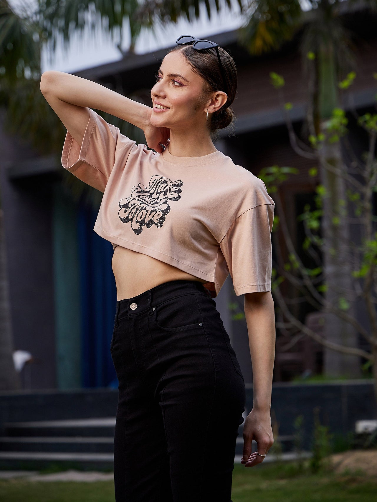 Buy Lyush Women Nude MAKE YOUR MOVE Print Crop T Shirt Online at Best Price  | Distacart