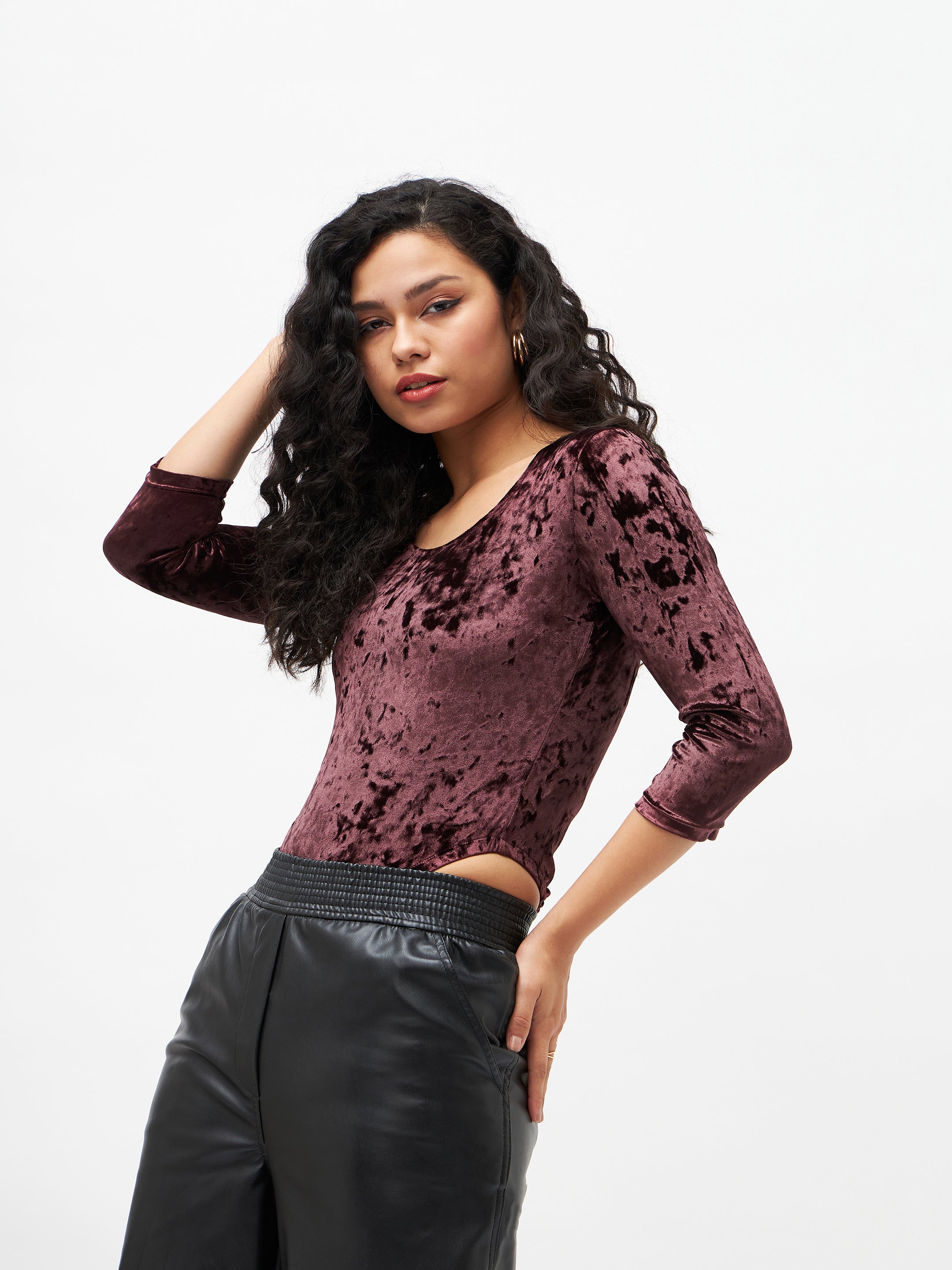 Velvet and Lace Snap Crotch Bodysuit | The Life of the Party