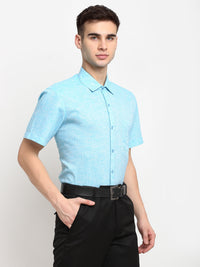 Thumbnail for Jainish Blue Men's Solid Cotton Half Sleeves Formal Shirt ( SF 783Sky ) - Distacart
