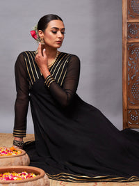 Thumbnail for Lyush Women Black Gota Lace Detail Anarkali Maxi Dress - Distacart