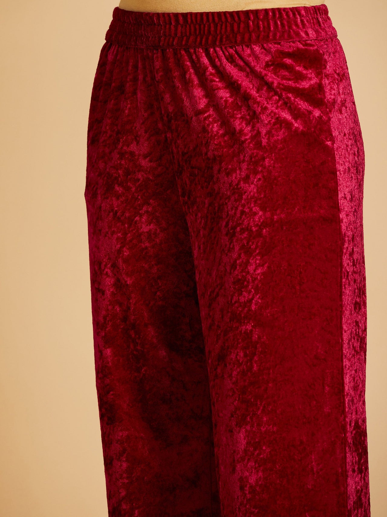 Lyush Women Fuchsia Velvet Embroidered Straight Pants - Distacart