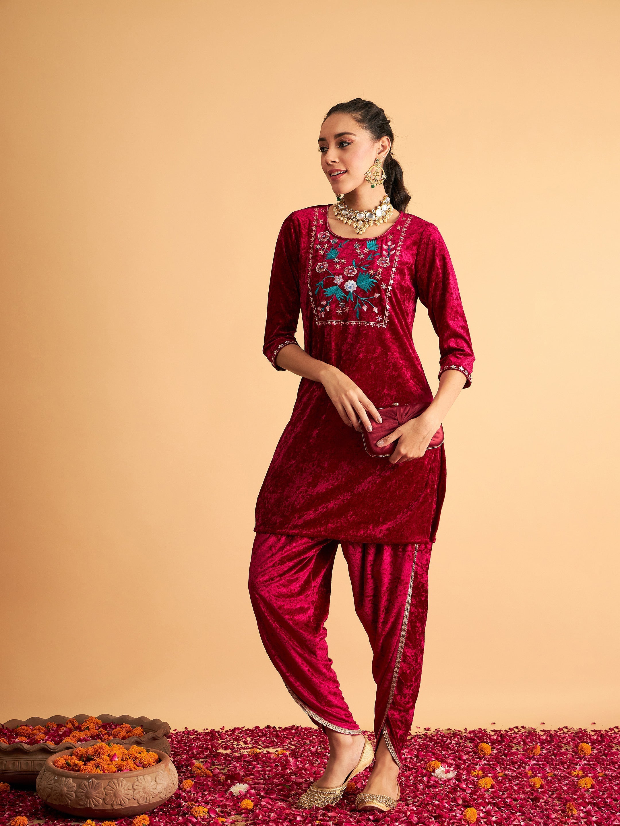Buy SAKA DESIGNS Girls Bandhani Printed Angrakha Pure Cotton Kurta With Dhoti  Pants - Kurta Sets for Girls 21837410 | Myntra