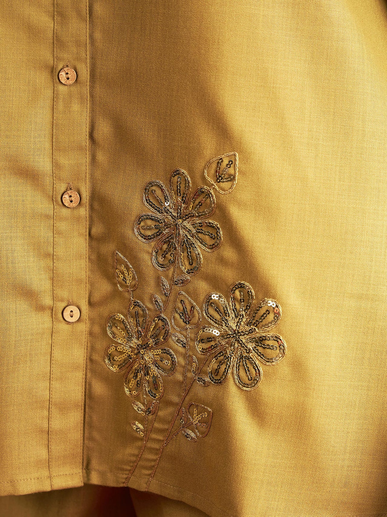 Lyush Women Yellow Embroidered Collar Shirt With Pants - Distacart