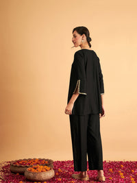 Thumbnail for Lyush Women Black Embroidered A Line Top With Pants - Distacart