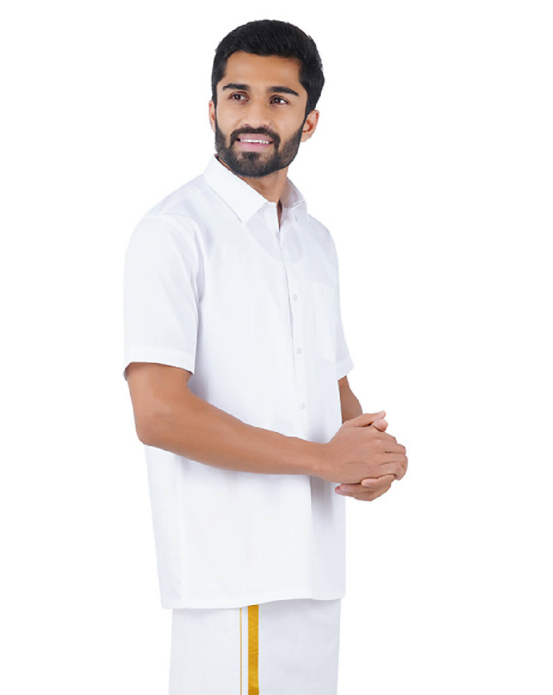 Ramraj Cotton Mens Half Sleeve Formal 100 % Cotton White Shirt - Distacart