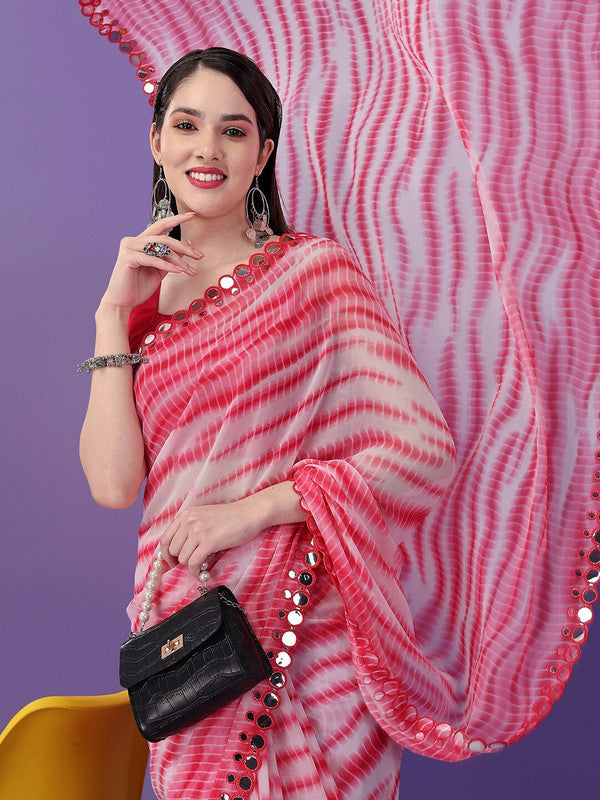 Shibori Print With Sequence Work Pure Fox Georgette Saree at Rs 750/piece | Shibori  Saree in Surat | ID: 25668278012