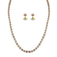 Thumbnail for J Pearls Single Line Peach Pearl Set - Real Pearl Jewelry - Distacart