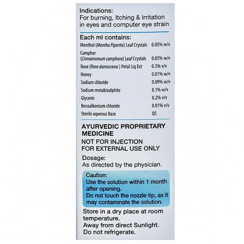 Sri Sri Tattva Srinetra Eye Drops composition