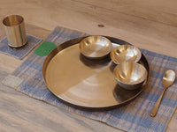 Thumbnail for De Kulture Works Pure Ayurveda Kansa Bronze Golden Dinner Thali Set - Distacart