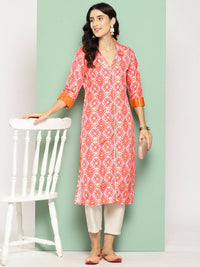 Thumbnail for Ahalyaa Women's Traditional wear Kurta - Orange - Distacart