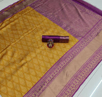 Thumbnail for DEIANA'S Beautiful Golden Jari with New Design Soft Lichi Silk Saree - Yellow - Distacart