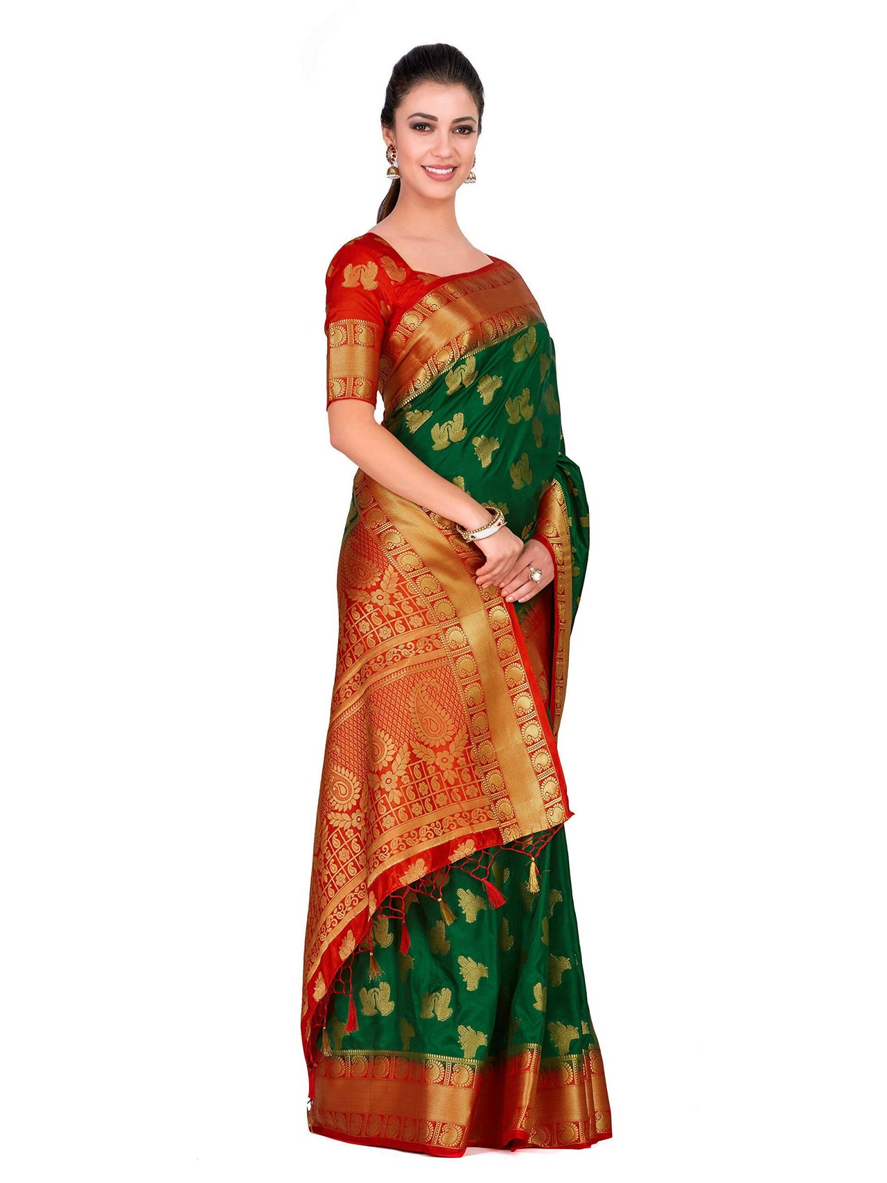 Mimosa Women's Green Kanchipuram Silk Saree - Distacart