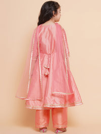 Thumbnail for Girls Embroidered Angrakha Kurta with Trousers & Dupatta for Kids - Bhama - Distacart