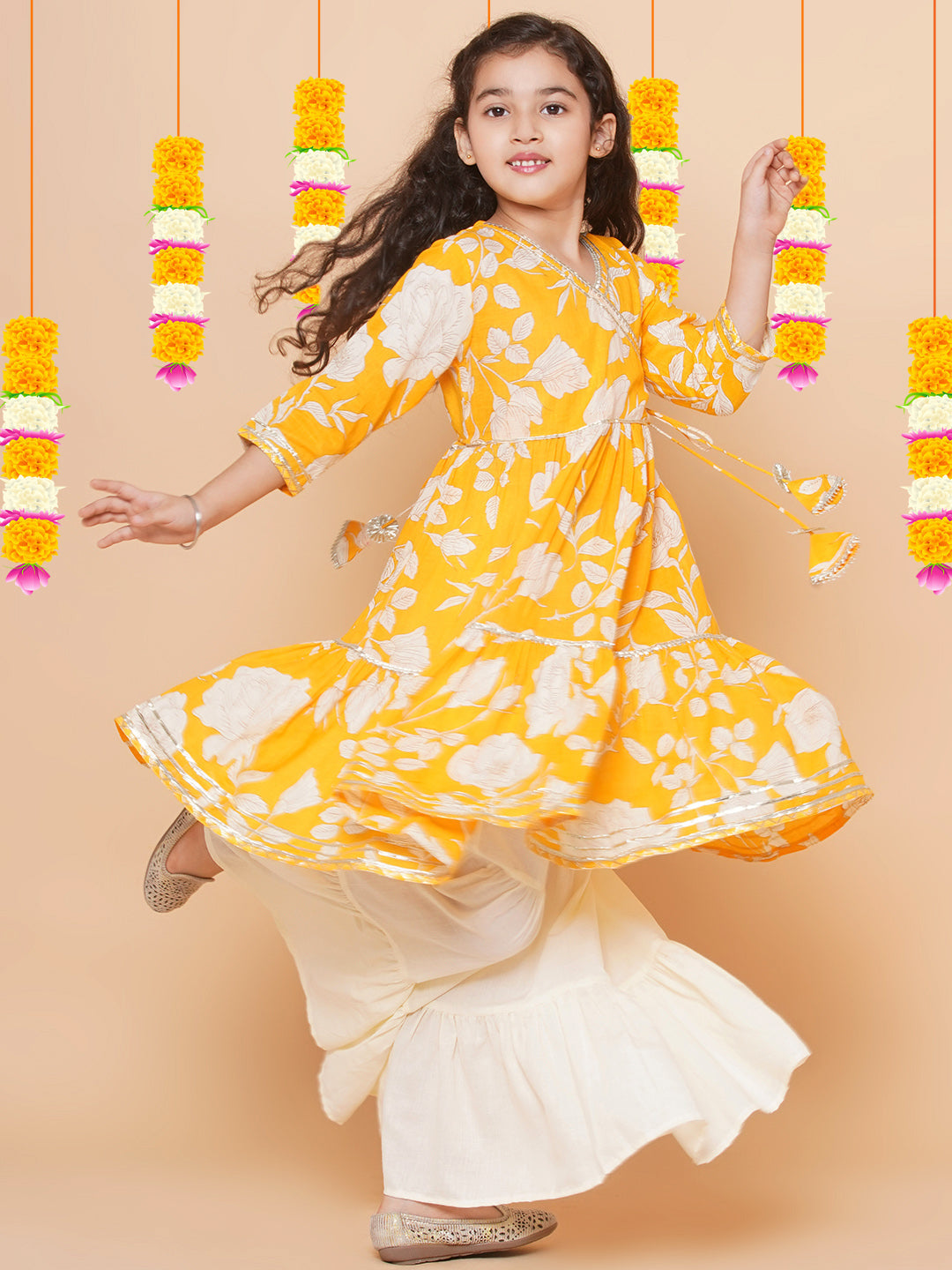 Angrakha Style Kurta and Sharara Set - Kefi Collections