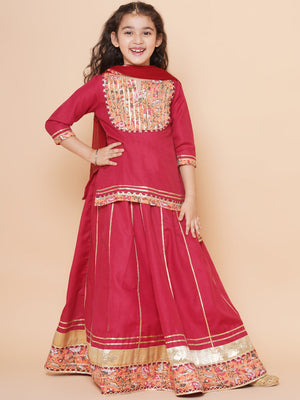 Buy Mirror Work Kurti With Lehenga And Dupatta Online for kids by FAYON KIDS  - 3723828