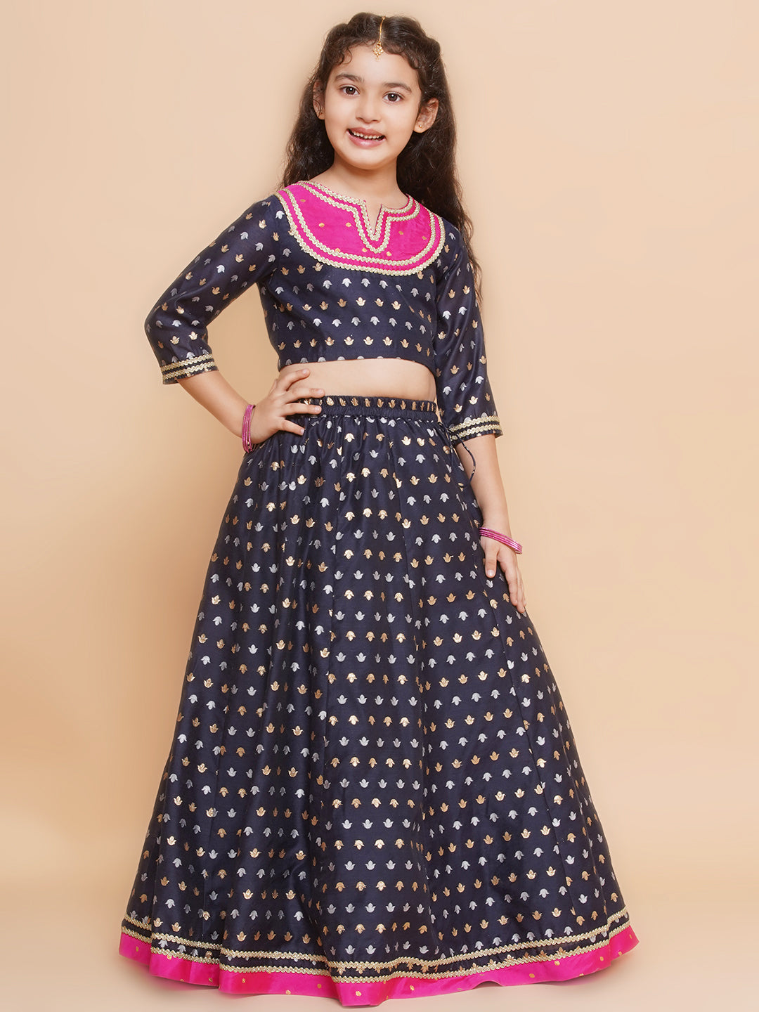 Navy printed lehenga choli in georgette - G3-GCS01032 | G3fashion.com |  Kids lehenga choli, Lehenga choli, Kids lehenga