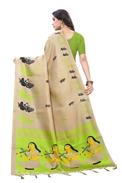 Vamika Brown Kalamkari Print With Jhalar Khadi Silk Sarees