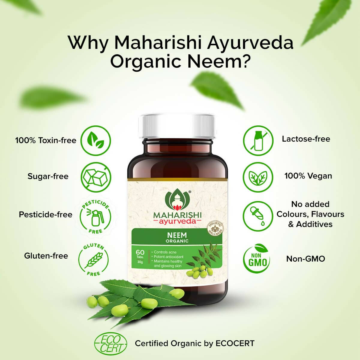 Maharishi Ayurveda Organic Neem Tablets - Distacart