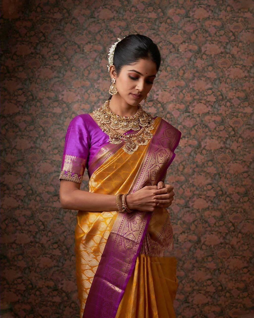 DEIANA'S Beautiful Golden Jari with New Design Soft Lichi Silk Saree - Yellow - Distacart