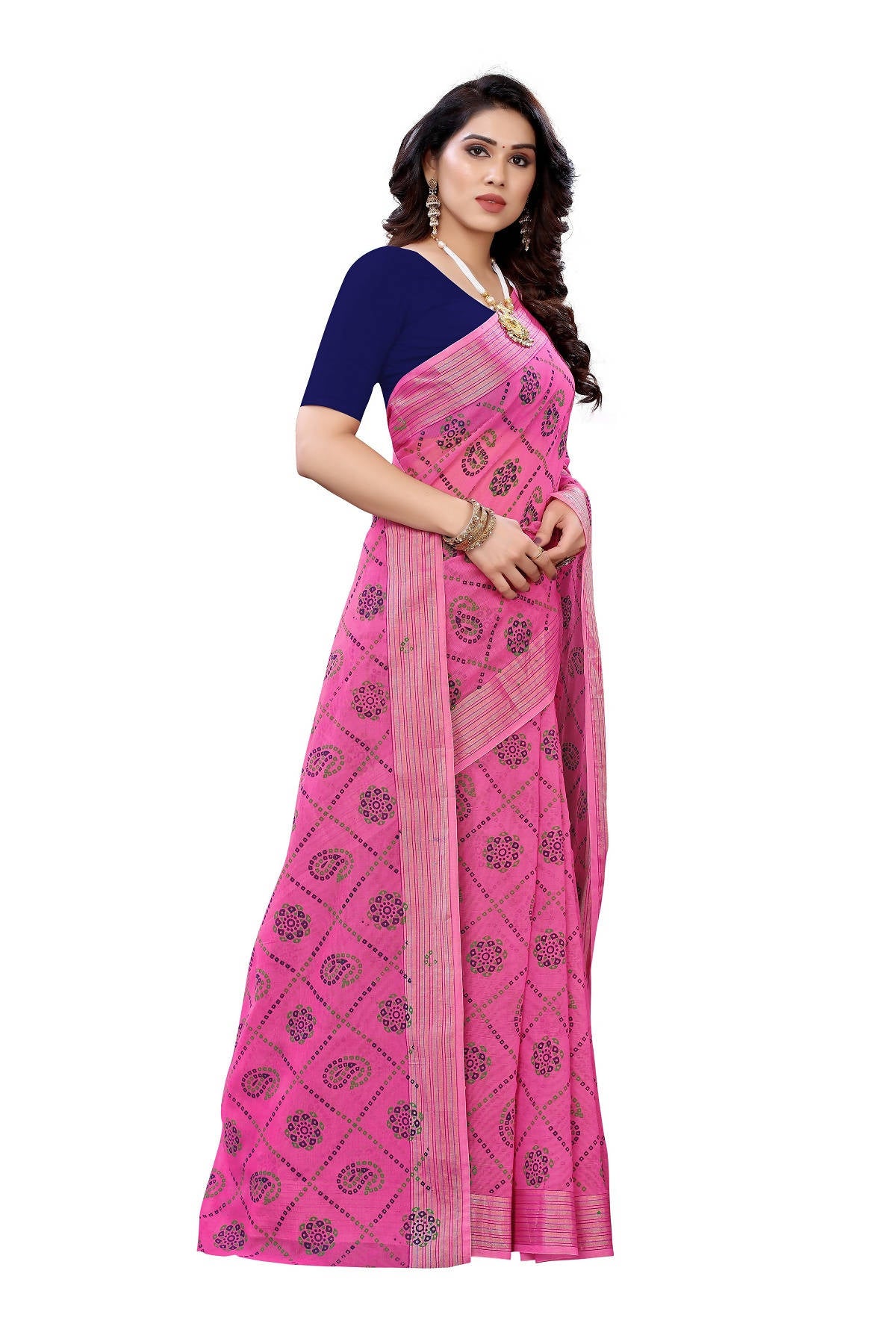 Vamika Pink Linen Jari Border Saree (CHARVI PINK) - Distacart