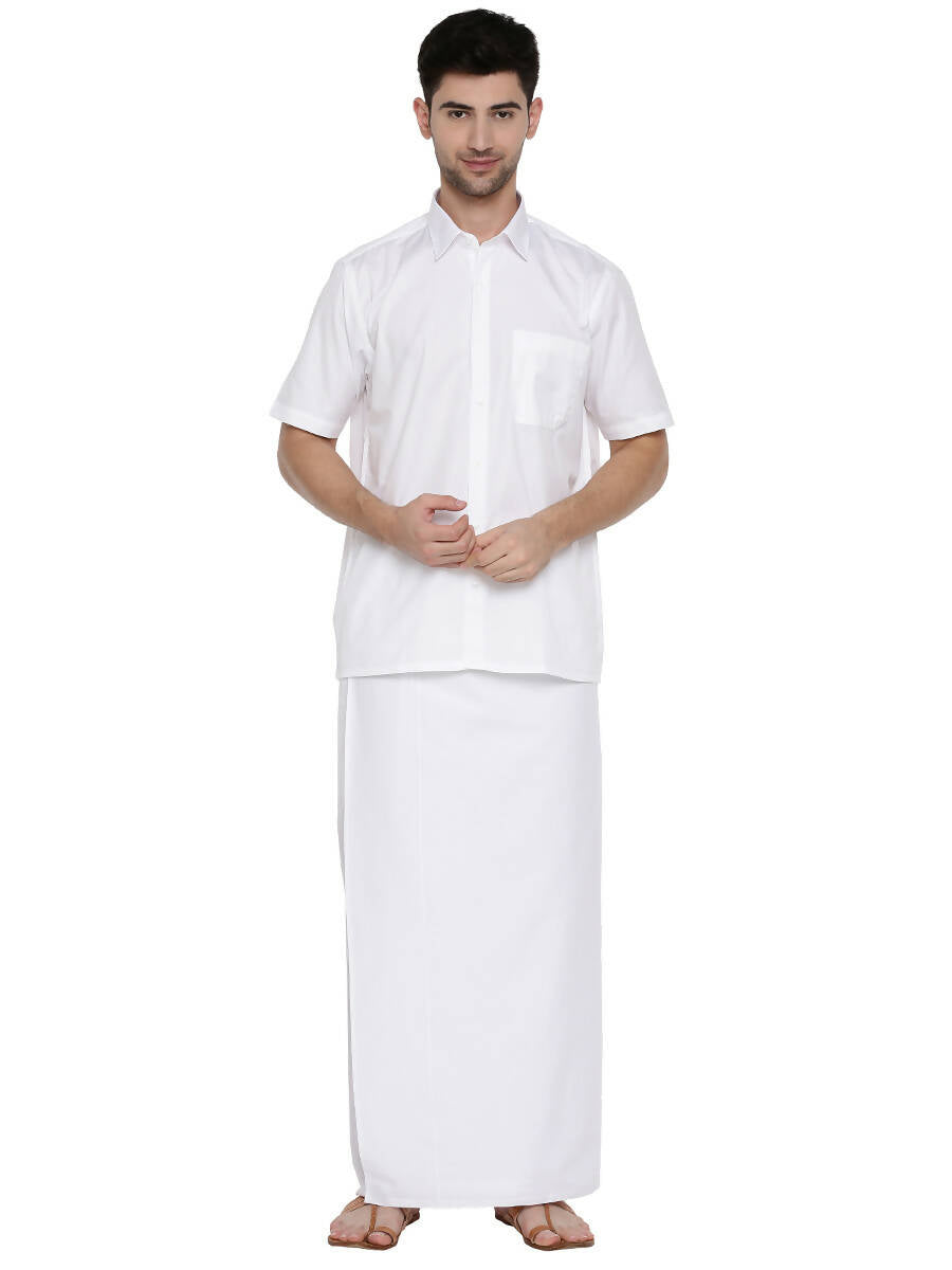 Ramraj Cotton Mens Half Sleeve Formal 100 % Cotton White Shirt