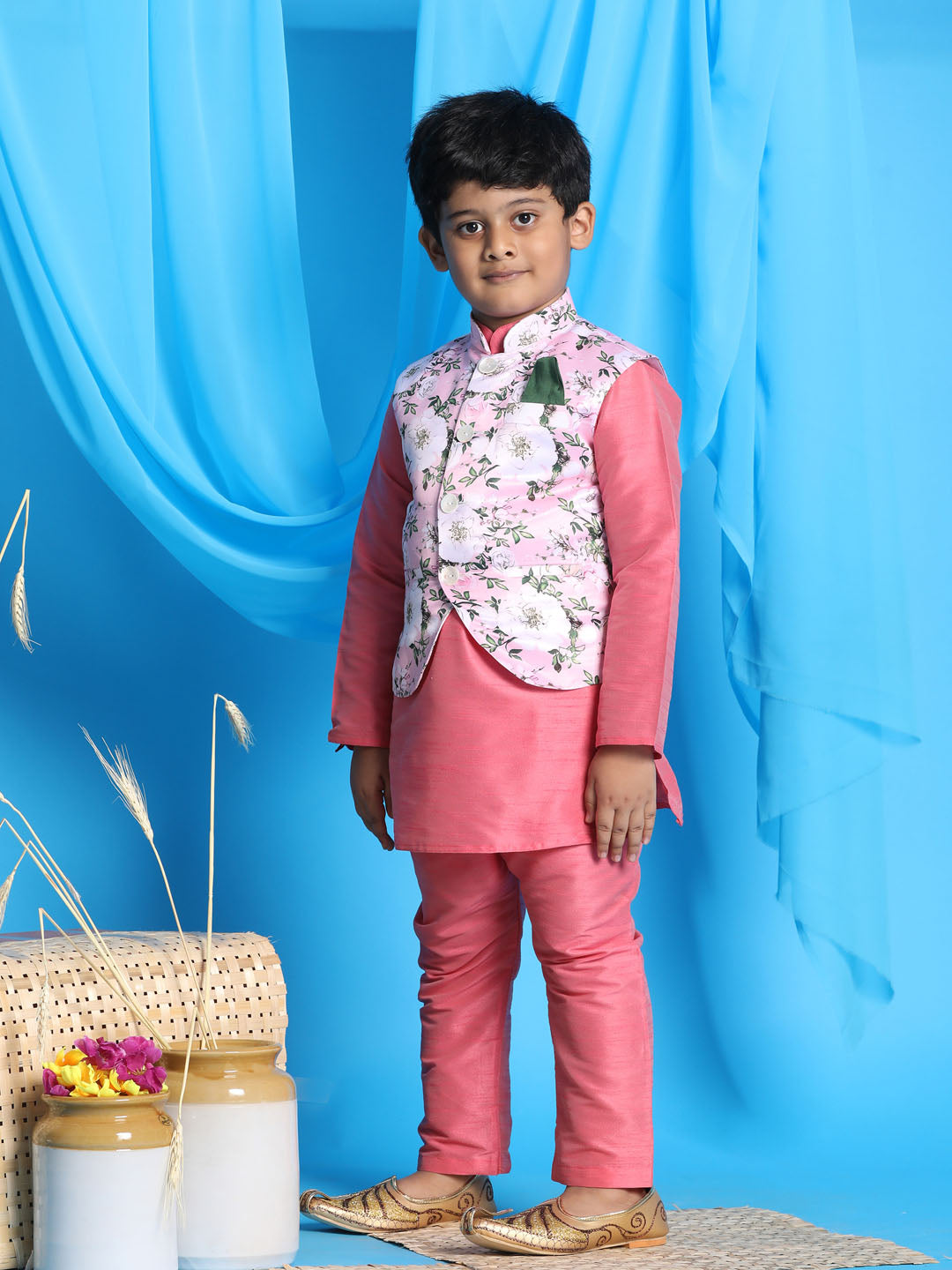 Buy Nehru Jacket Set with Mustard Yellow Kurta for Boys Online