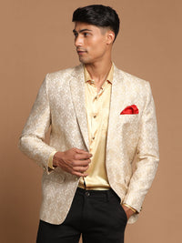 Thumbnail for Vastramay Men's Gold And Beige Blazer - Distacart