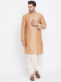 Thumbnail for Vastramay Men's Cream Silk Blend Embroidered Dhoti - Distacart