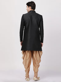 Thumbnail for Vastramay Men's Black Silk Blend Sherwani Set - Distacart