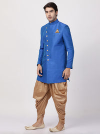 Thumbnail for Vastramay Men's Blue Silk Blend Sherwani Set - Distacart